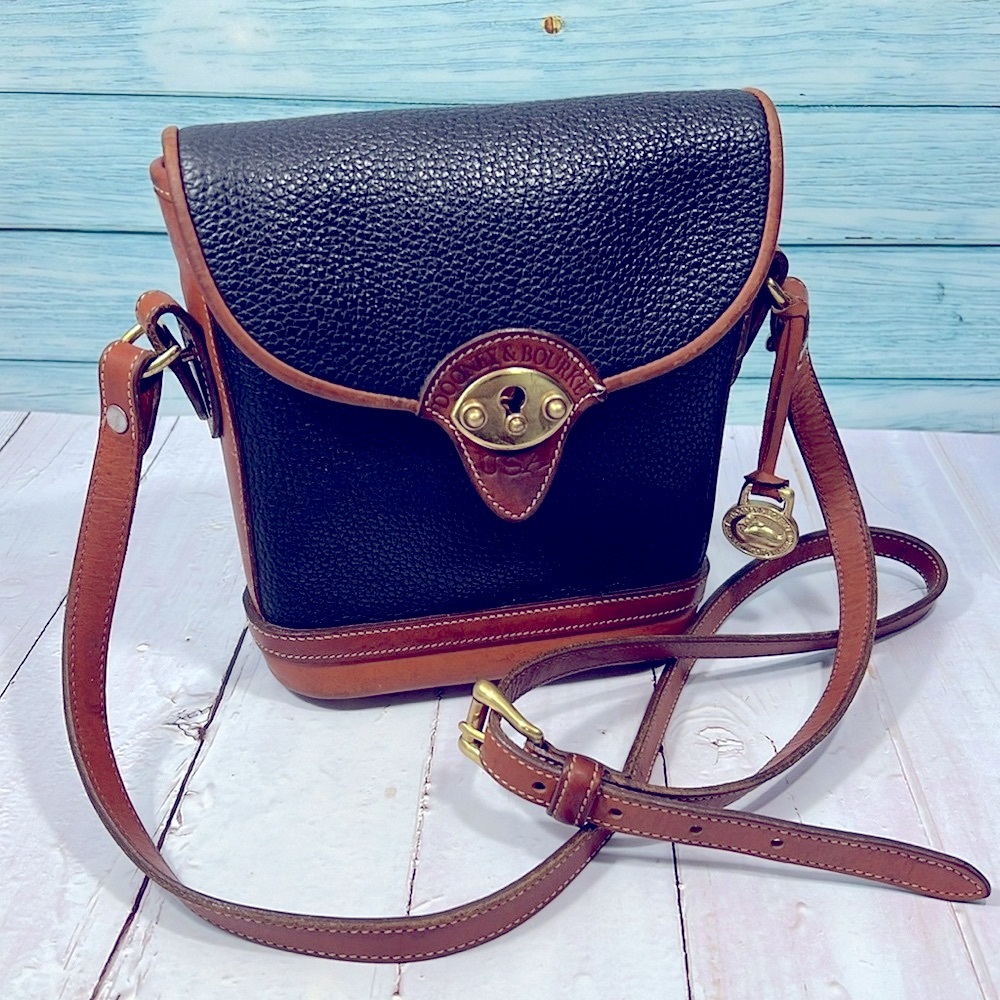 🦆 DOONEY & BOURKE RARE VINTAGE CROSSBODY AWL CAVALRY SPECTATOR BLACK BRITISH TAN